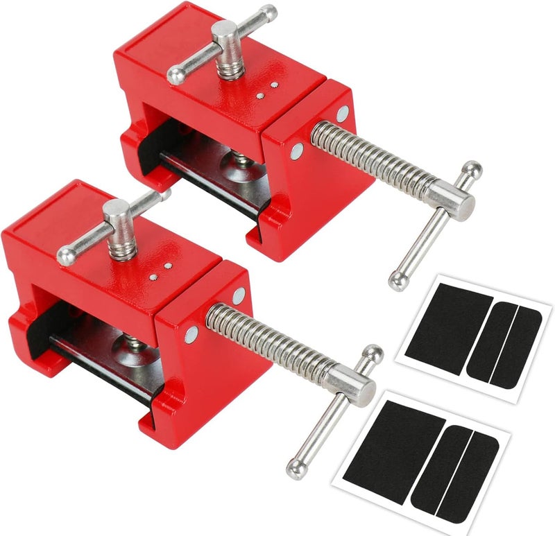 Sebupar Cabinet Clamps, Cabinet Installation Cabinetry Clamps Face Frame Clamps Tools with Two Side Screws and Alignment Plate, 2 Pack, Red - Image 1